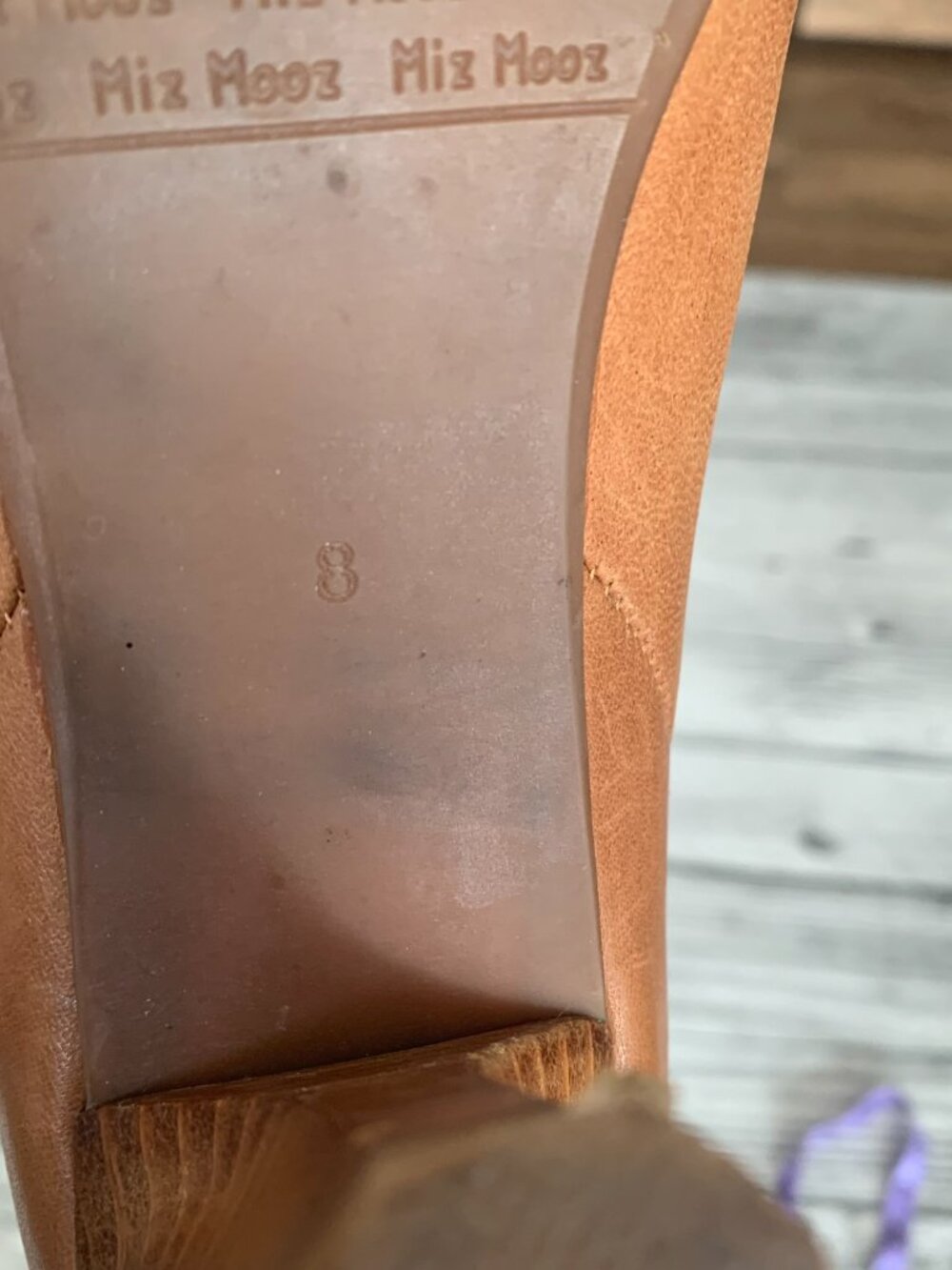 Miz Mooz Boots 8 Cognac Distressed Leather Tall Riding Knee High Heel Zip Boho - Picture 8 of 13